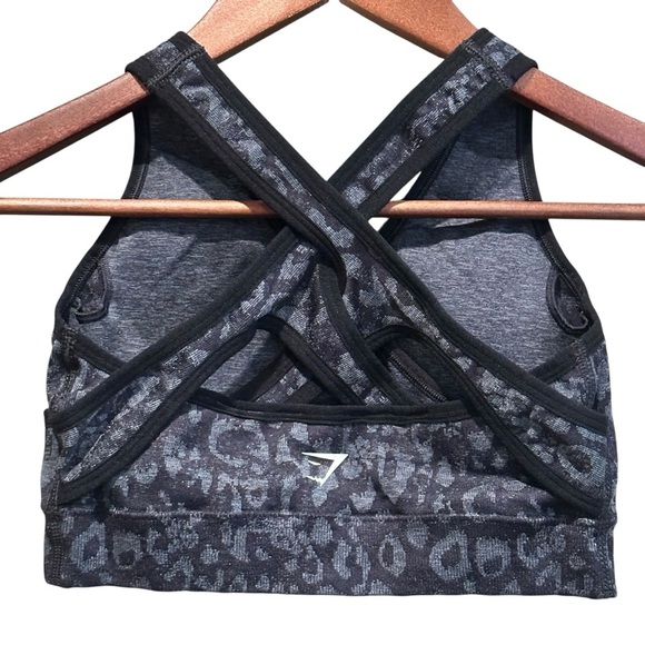 GYMSHARK adapt seamless sports bra gray & black leopard Size Small - Picture 6 of 9